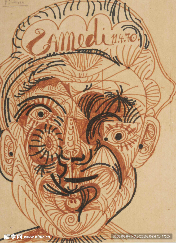 复古趣味人脸版画