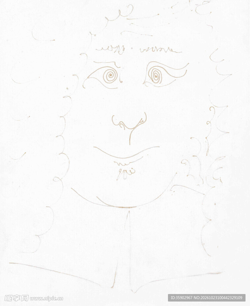 淡线描人脸肖像草稿