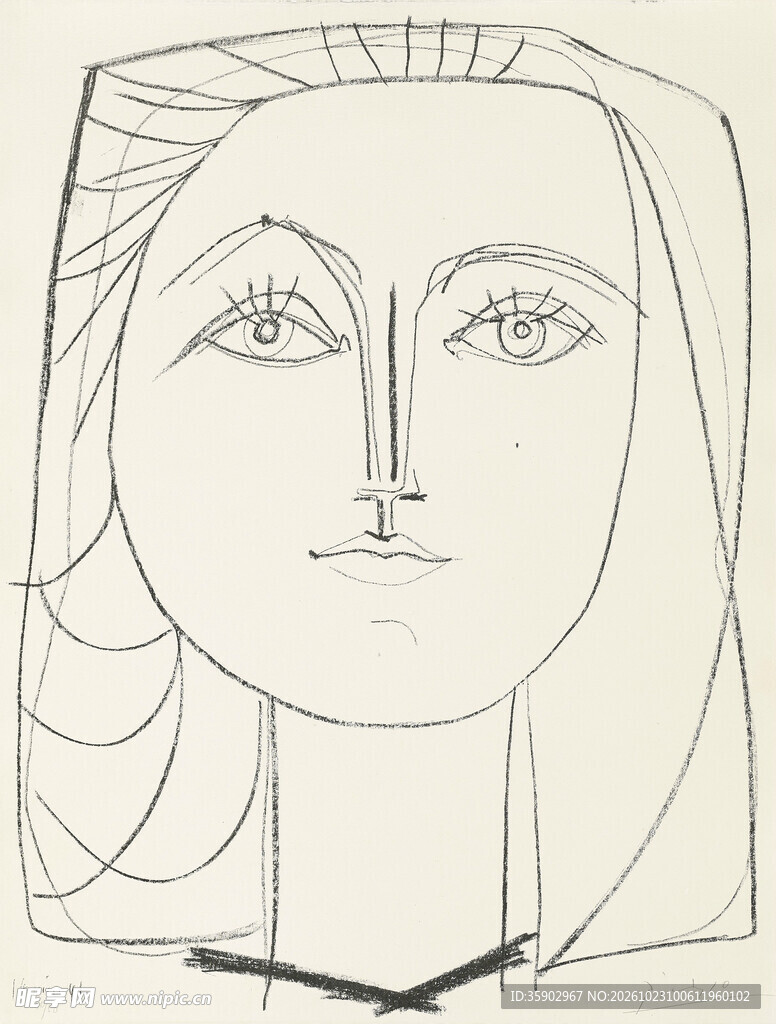 抽象女性线描肖像