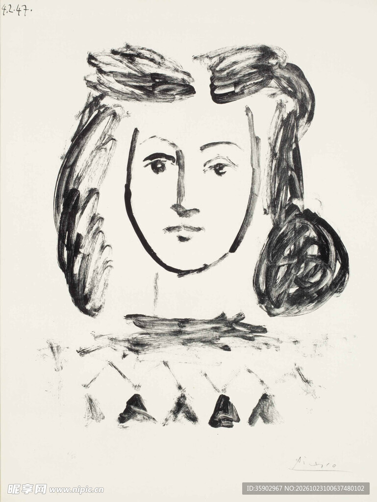 手绘女性头像素描