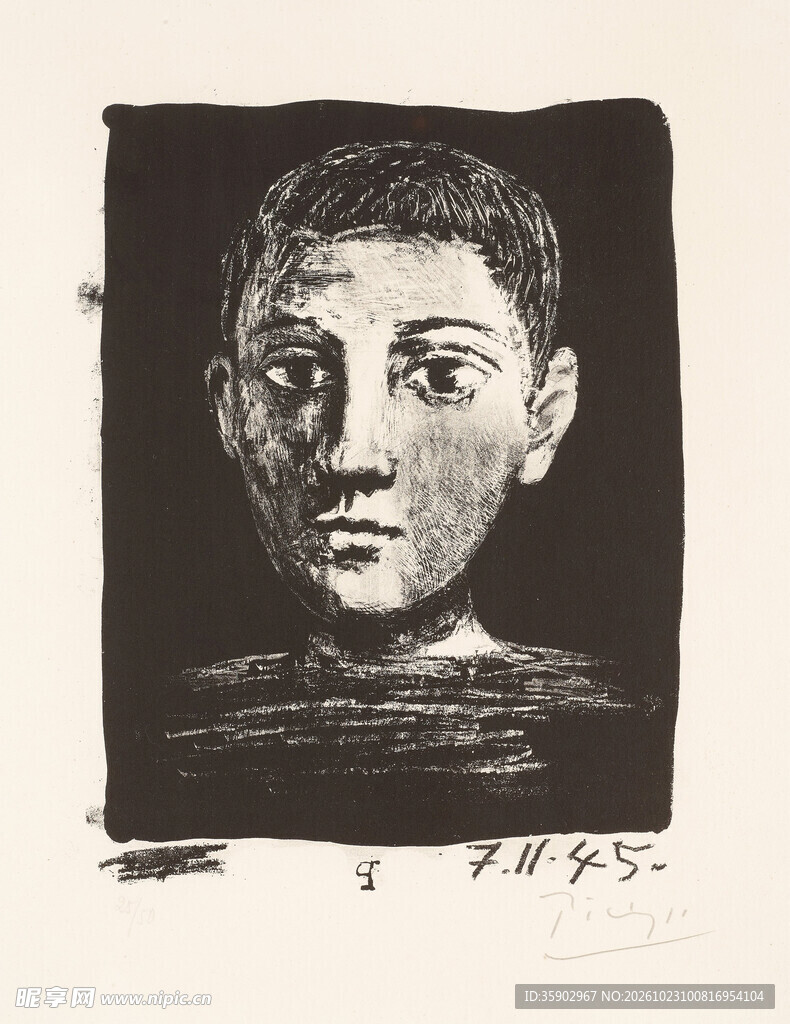 黑白男性肖像版画