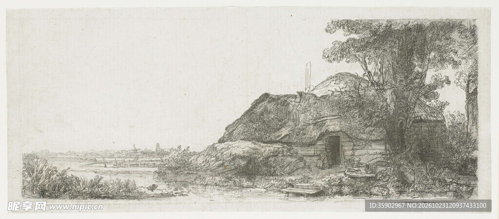 郊野农舍风景素描
