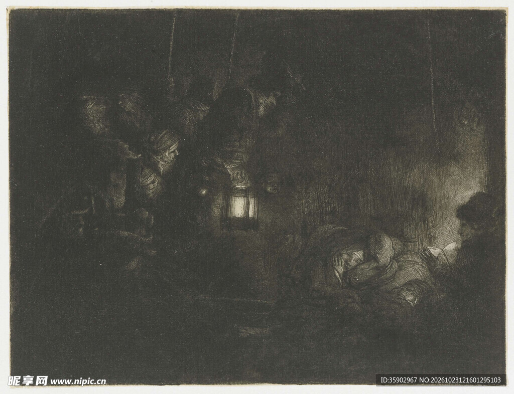 暗调复古林间夜景