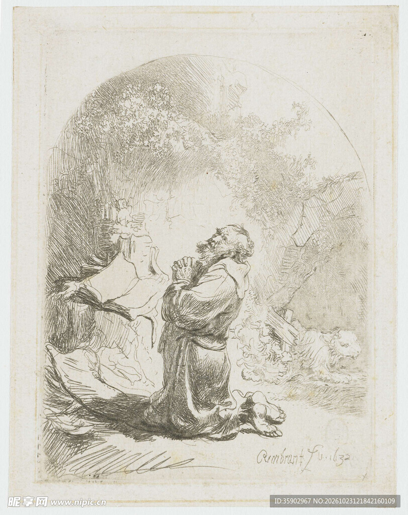 古典人物素描版画作品