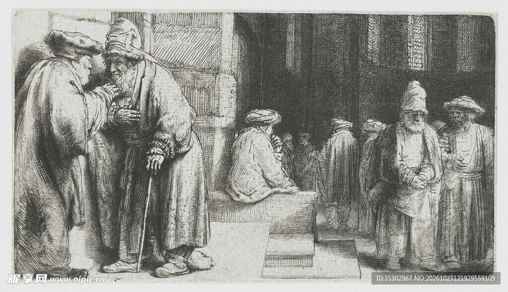 清代官员议事古版画