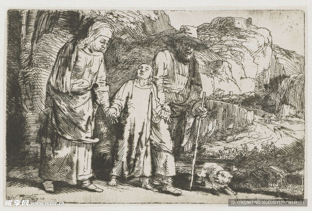 古典人物风景版画