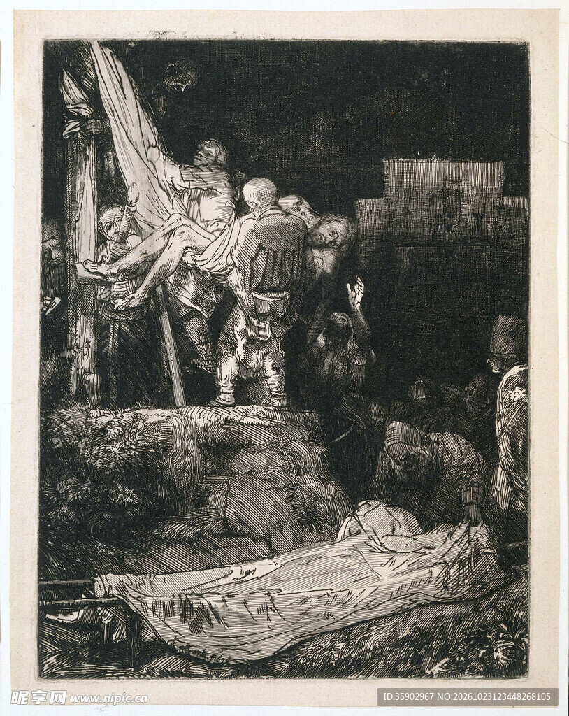 复古黑白人物版画