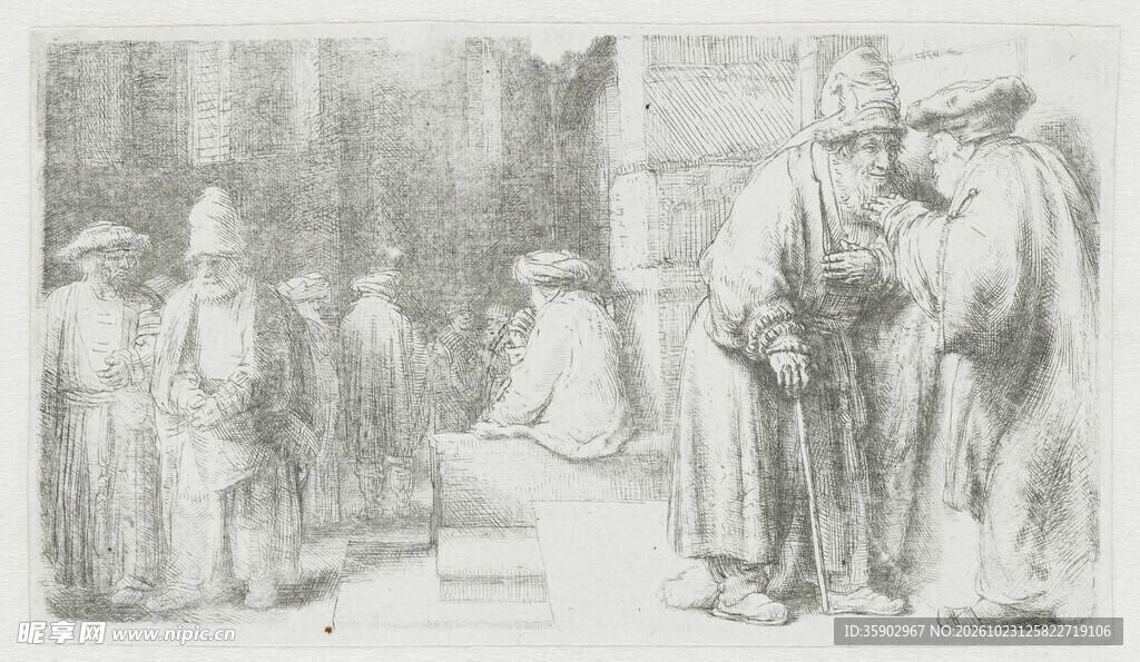 古代人物群像古版画