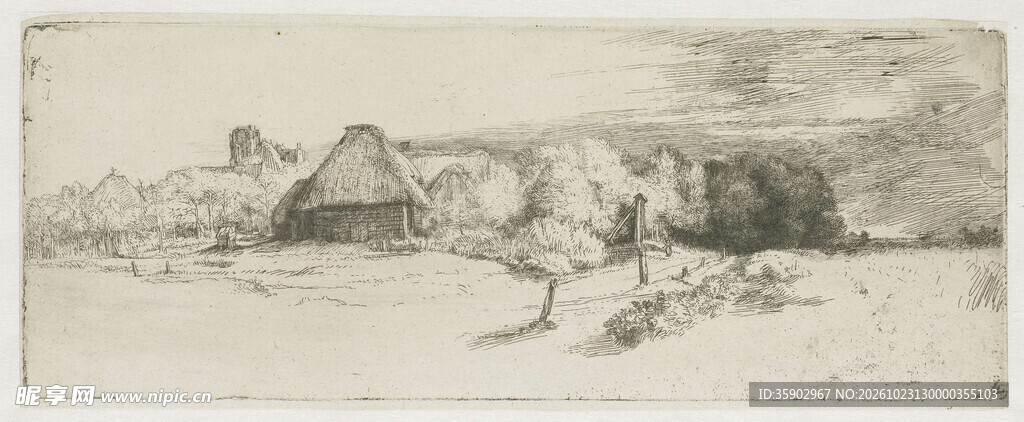 古埃及金字塔素描风景