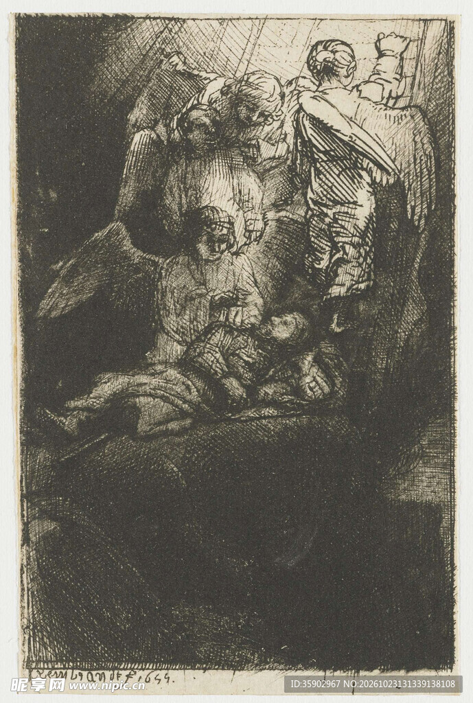 古典人物素描版画