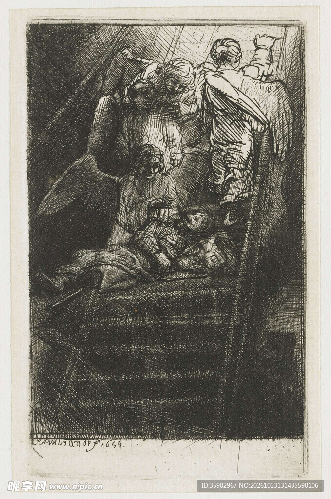 复古黑白人物版画