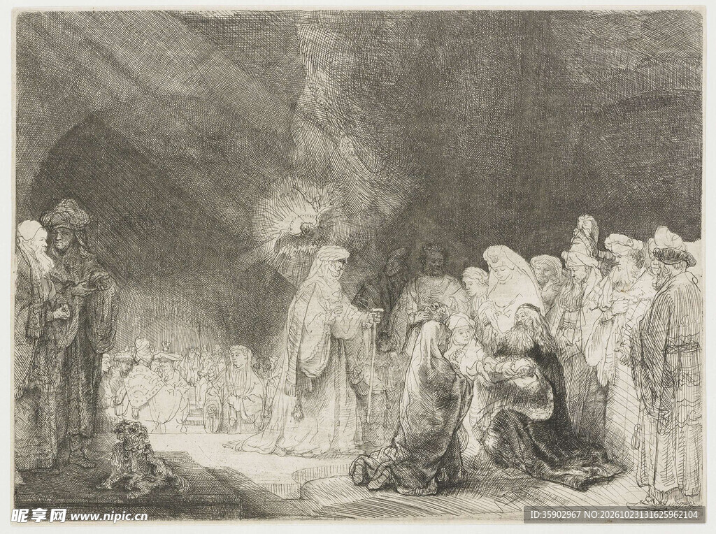 复古黑白山林风景版画