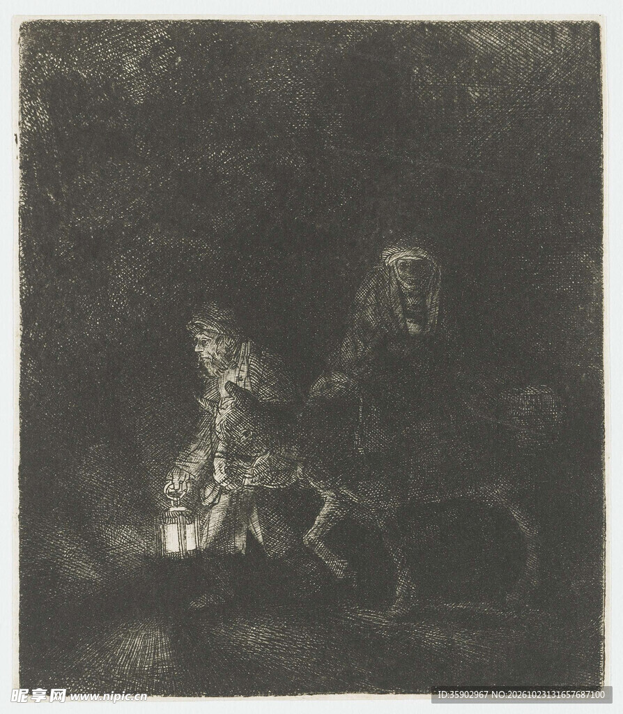 暗调复古人物版画