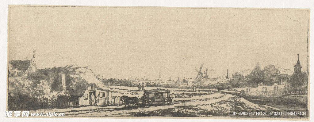复古欧式郊野风景版画