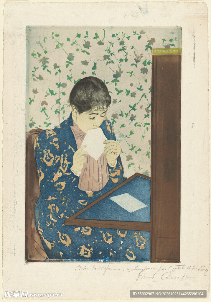 读信女子复古版画