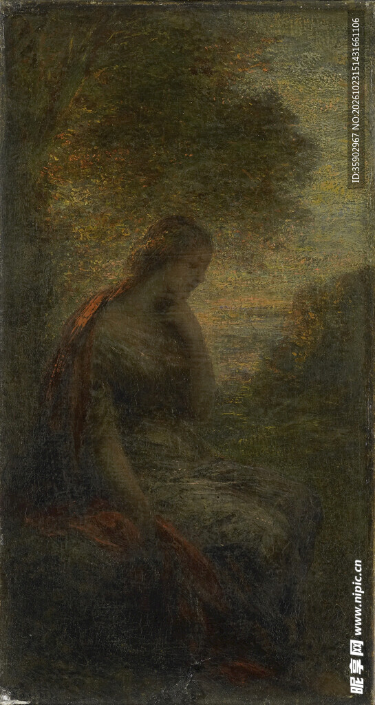 复古暗调人物油画