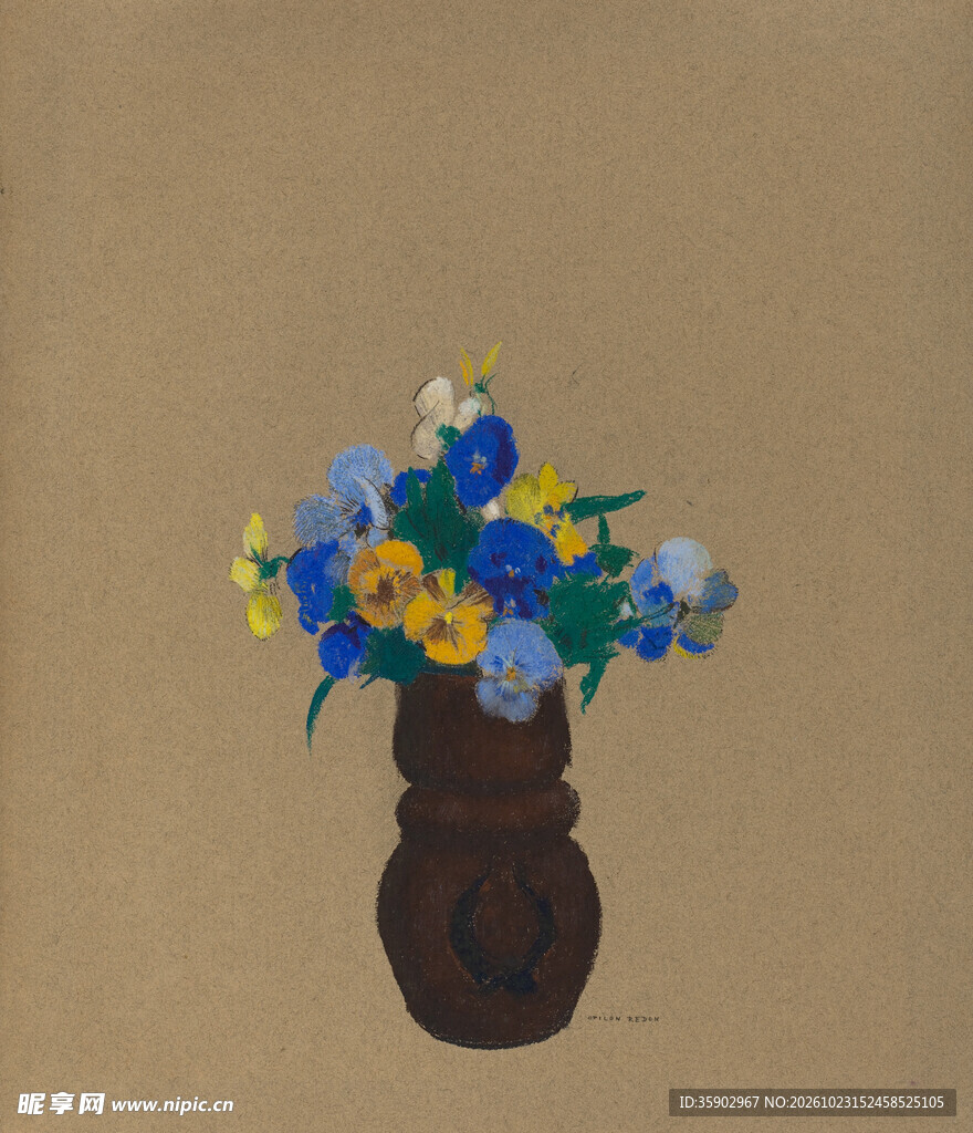 复古花瓶花卉静物画