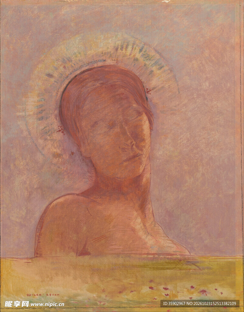 复古光晕女性肖像油画