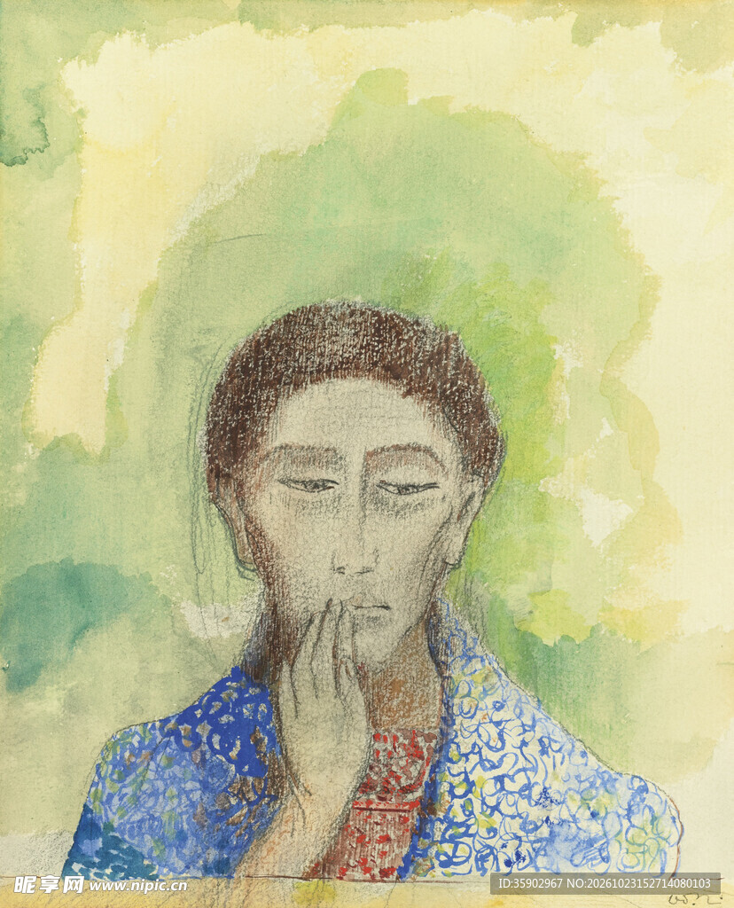 水彩古风男子肖像