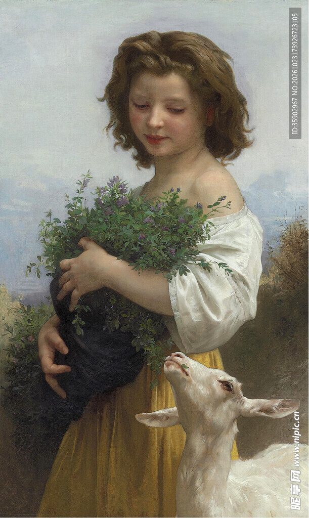 牧羊少女古典油画