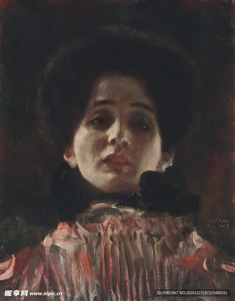 暗调女性肖像油画