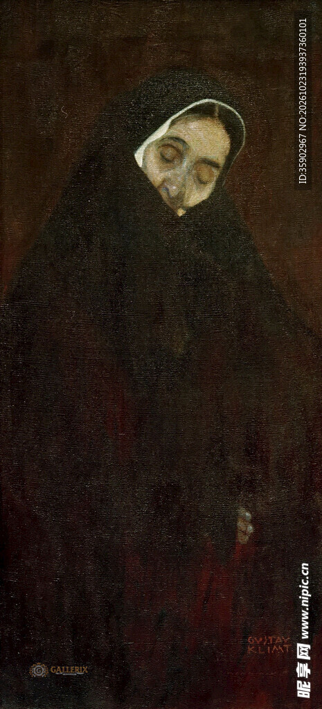 古典暗调女性人物油画