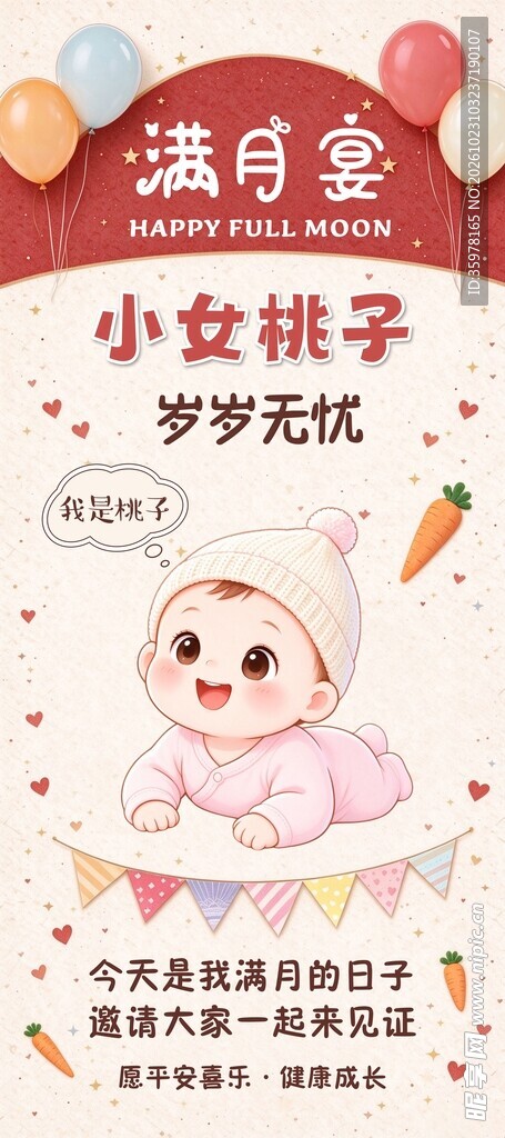 女宝满月宴海报