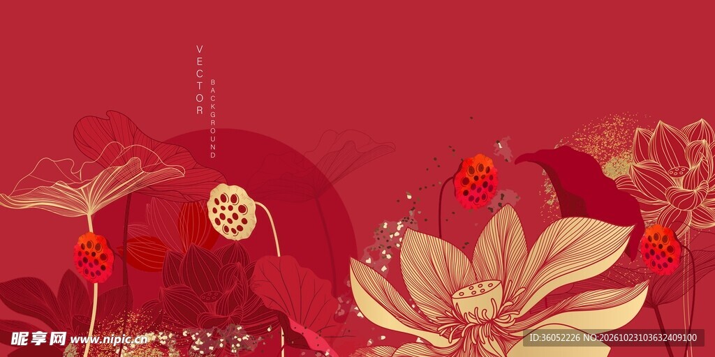 金色荷花背景