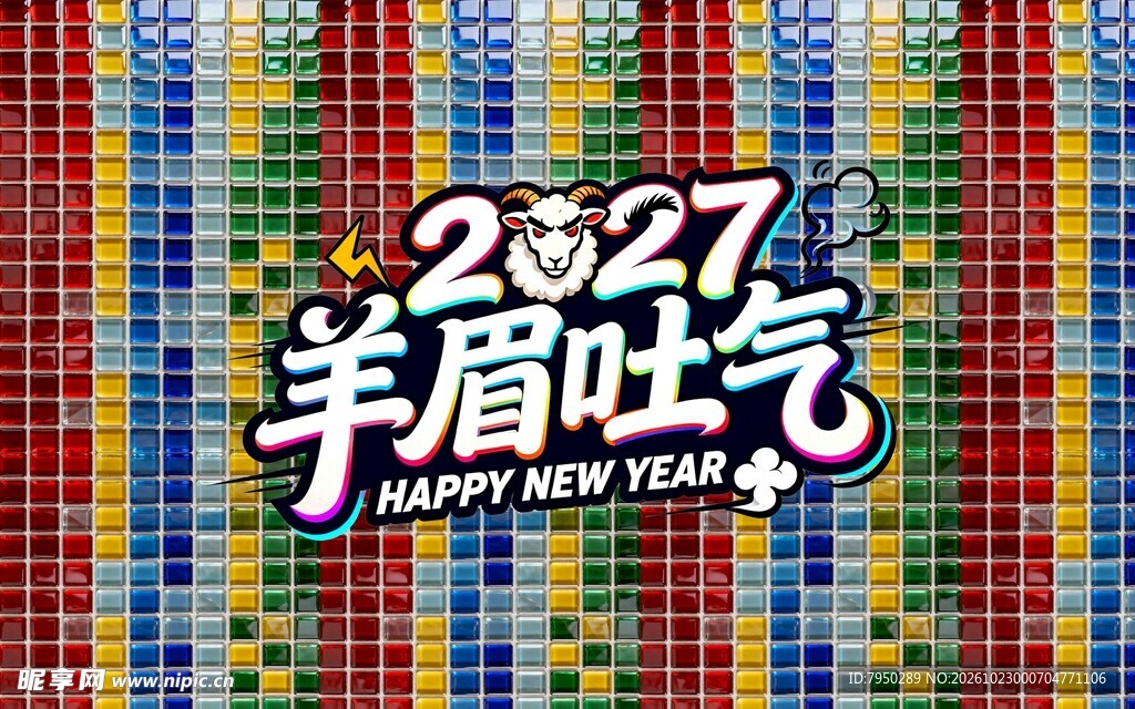 2027羊眉吐气新年艺术字