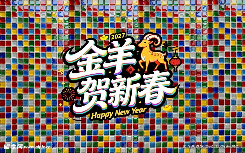 金羊贺新春艺术字