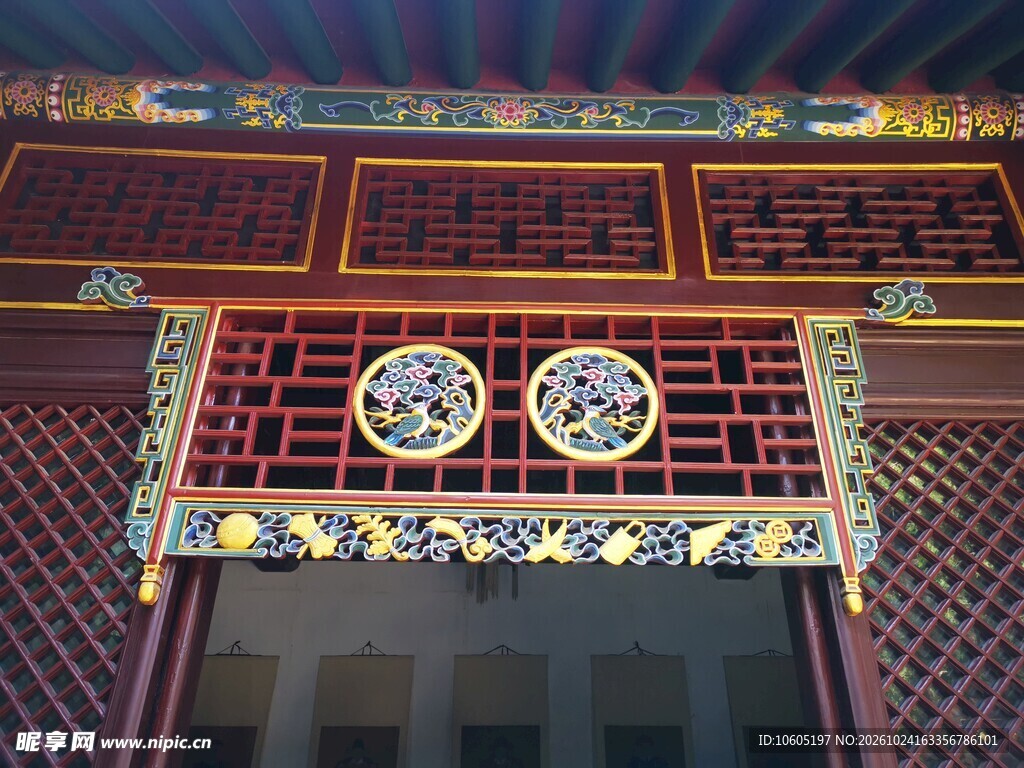 中式古建木门窗花