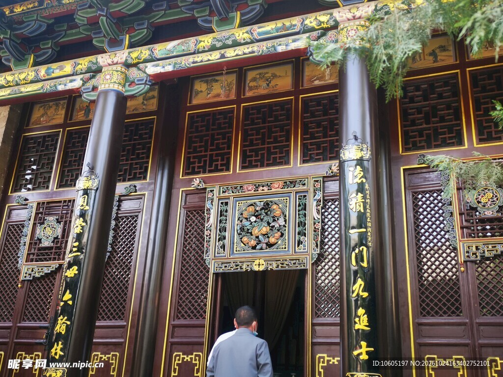 中式古建木门窗花