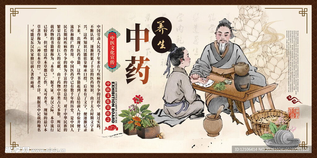 中医药文化古风宣传展板