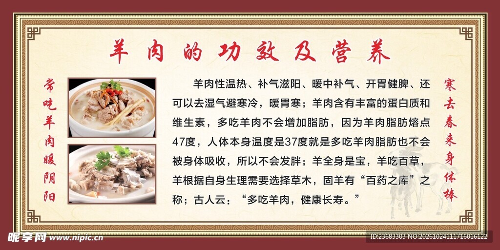 羊肉的功效宣传海报