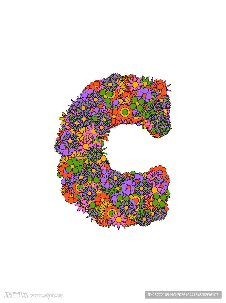 创意花卉字母C