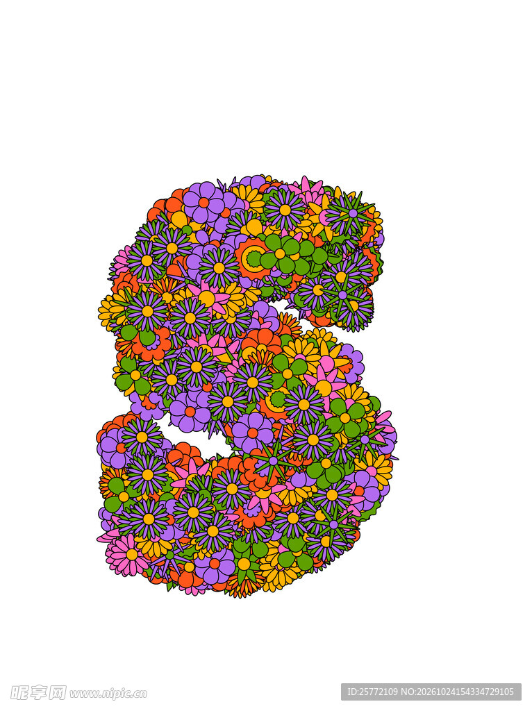 创意花卉数字5
