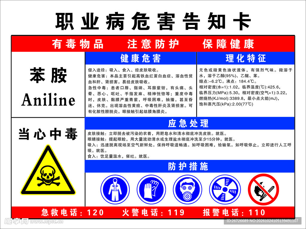 苯胺危害告知卡