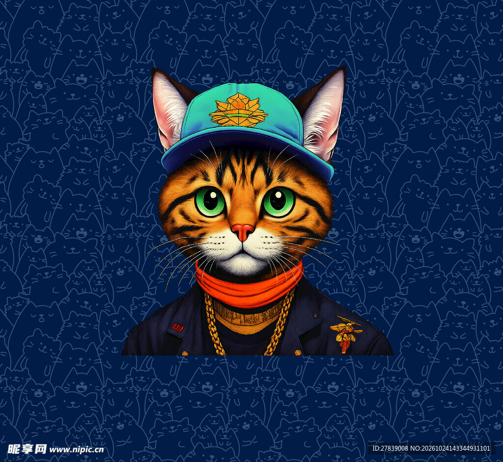 潮流嘻哈猫咪头像