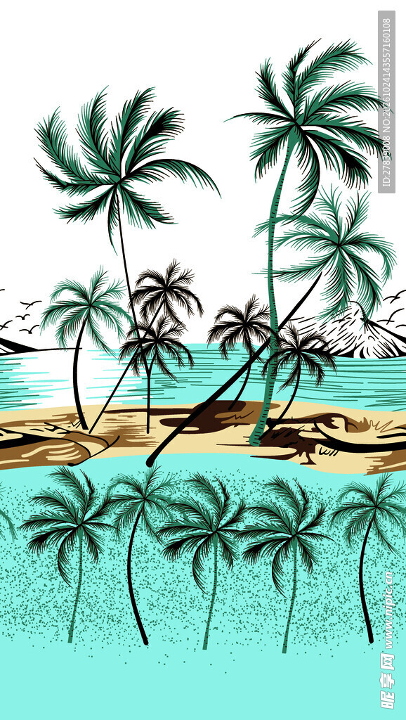 海边椰树风景插画
