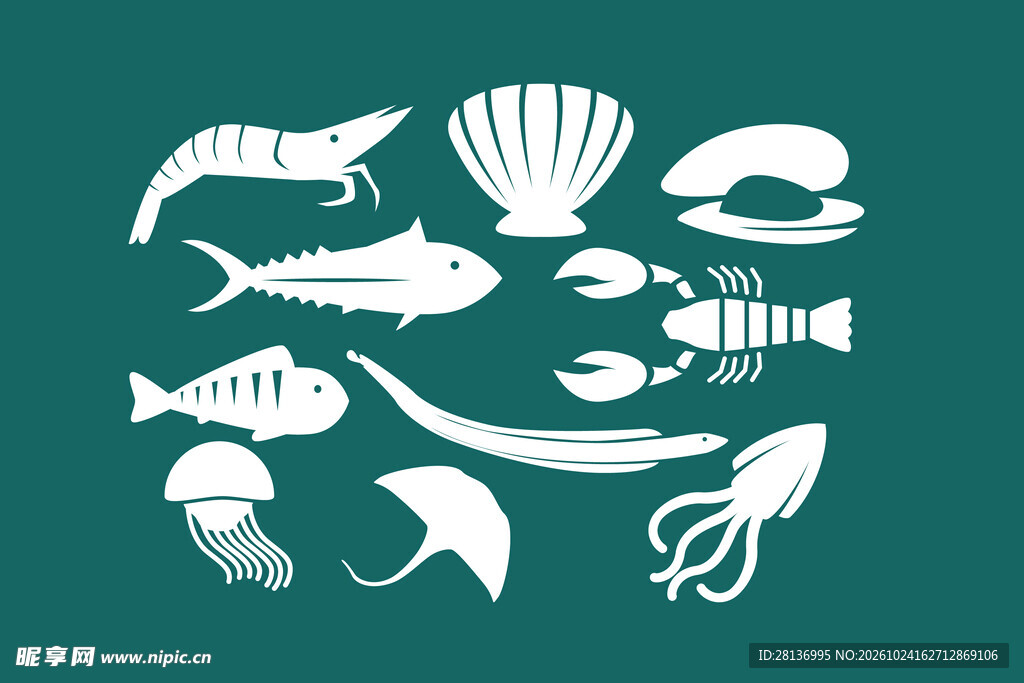 海洋生物剪影合集