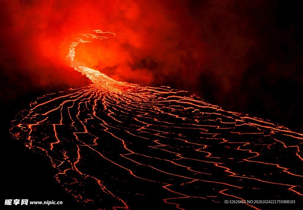 火山喷发熔岩奔涌