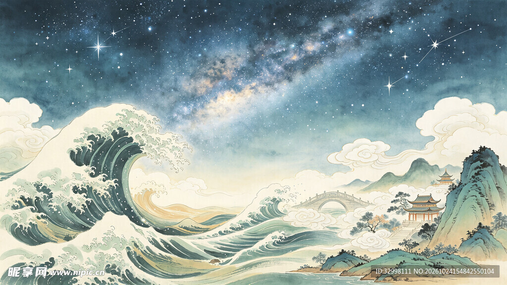 国风山海星空图