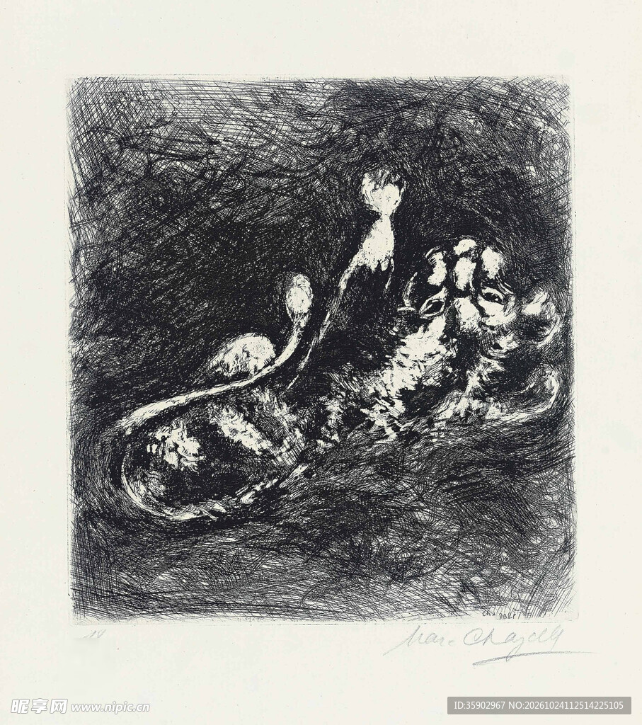 黑白抽象人物版画