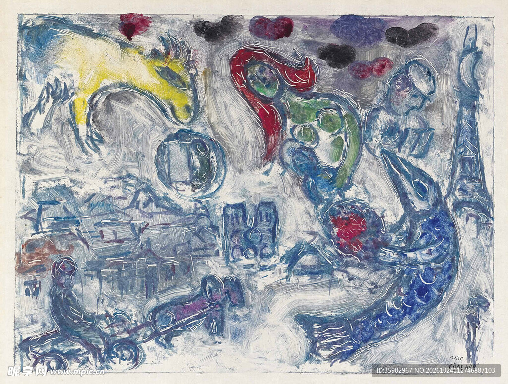 抽象彩色手绘艺术画