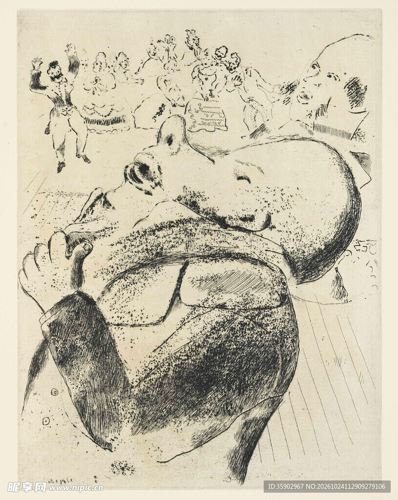 复古素描大象插画