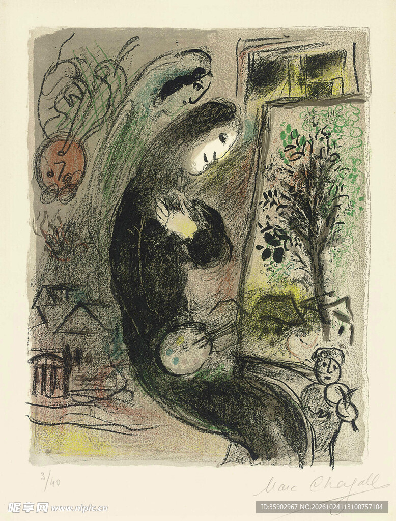 梦幻抽象恋人版画