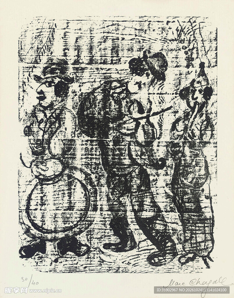 老木刻版画人物图案
