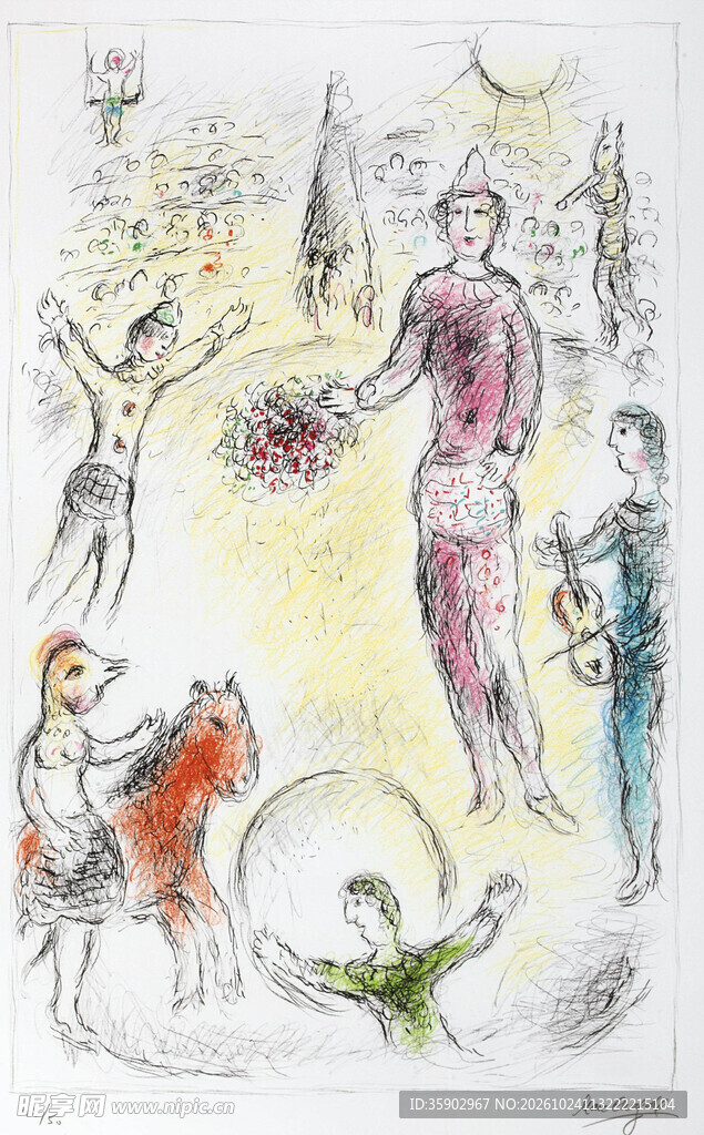 抽象马戏主题手绘插画
