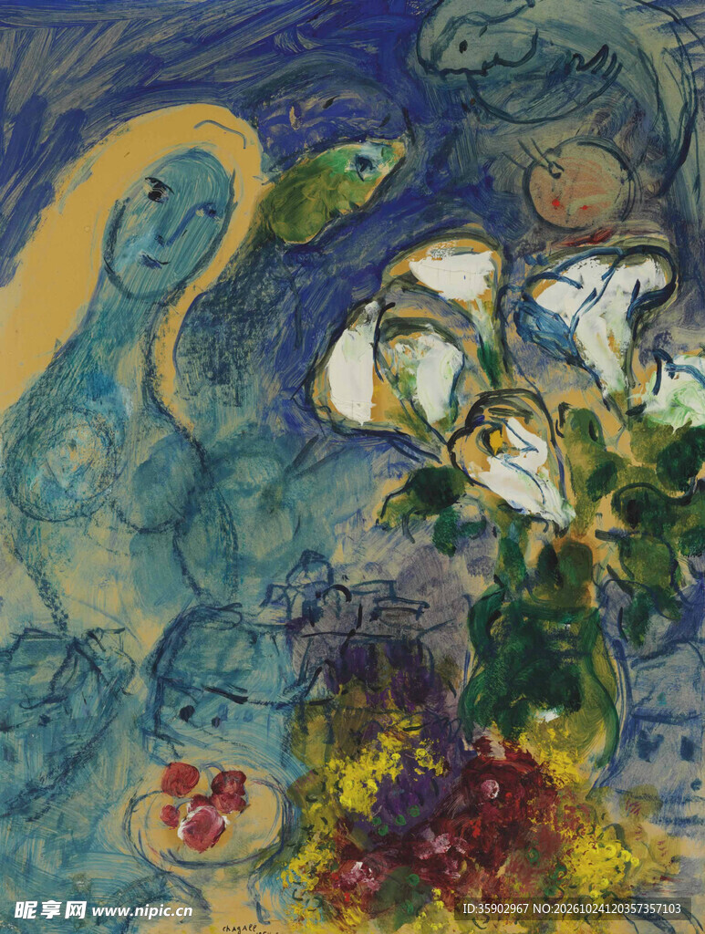 抽象花卉静物油画