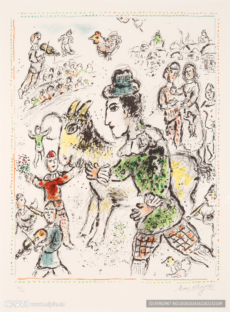 古风人物写意彩墨画